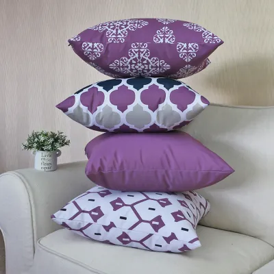 Twill Waterproof Throw Pillow Case Geometric Parttern Protector Square Outdoor Backrest Cushion Cover with Hidden Zipper for Sofa Chair Bedroom Living Room Home Decor