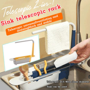 ✨ Adjustable Storage Rack/Kitchen Anti-slip Mat/Draining Shelf/Corner Organizer/Quick Seal/Portable/Dish Drainer For Kitchen Supplies Easy Cleaning