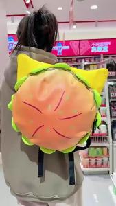 Casual Backpack ins Cartoon Cheese Cute All Match Student Schoolbag Hamburger Large Capacity Multilayer Organised Everyday Storage Convenient Access for Home Office or Travel Everyday Use