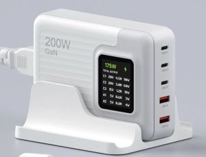 พร้อมส่งจาก กทม Hagibis 200W USB C Charger Desktop 5 Ports GaN Charger with LCD Display Fast Charging Station PD 3.0