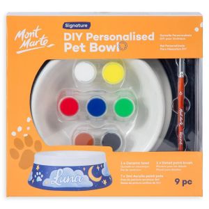 Mont Marte DIY Personalised Pet Bowl Kit - Paint Your Own Dog or Cat Bowl