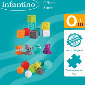 INFANTINO Balls Blocks & Buddies Activity Toy Set - 20-Piece Set (BPA-Free) | Sensory Developmental Toy | Age Grade: 0 months+