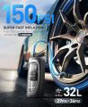 Tire Inflator Portable Air Compressor, Faster Inflation Cordless Car Air Pump with Tire Pressure Gauge, One Click Smart Air Pump Tire Inflator, 150PSI Air Compressor Motorcycle for Car, Bicycle, Ball. 