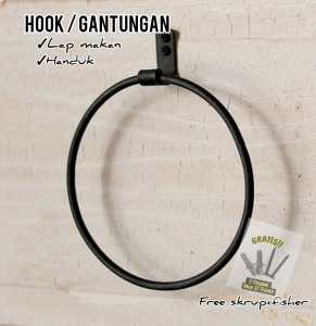 gantungan handuk gantungan lap makan lap hook besi bulat tempel dinding