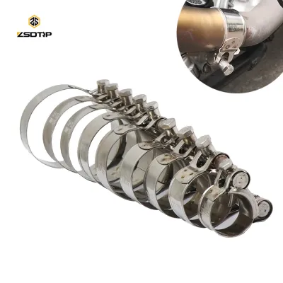 ZSDTRP Moto Motorcycle Stainless Steel 304 Single Exhaust Pipe Clamp Tube 26-28/32-35/36-39/40-43/44-47/48-51/52-55/56-59/60-63mm
