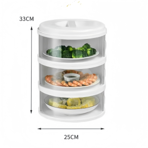3/4/5 Layer Food Storage Cover Multilayer Sliding Door Dish Cover Insulation Food Cover Anti-flies Household Food Warm Keeper storage Transparent Stackable Dish Cover