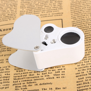 30X 60X Double Lens Portable Magnifier Pocket with LED for Jewelry Checking