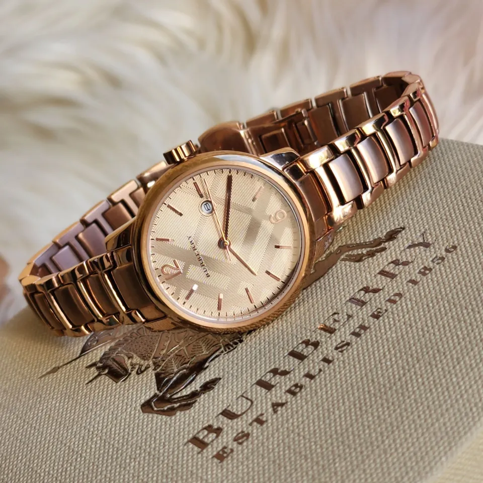 Burberry rose gold watches for clearance women