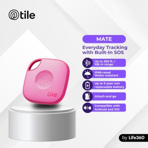 Tile by Life360 Mate Pink Punch Smart Tracker. Both IOS and Android Compatible