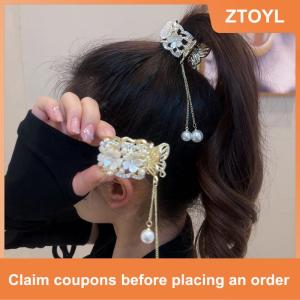 【ZTOYL】 Fashion Rhinestone Tassel Pearl Hair Claws Flowers Hair Clip Women Barrettes Ponytail Holder Hairpins Hair Accessories Gifts