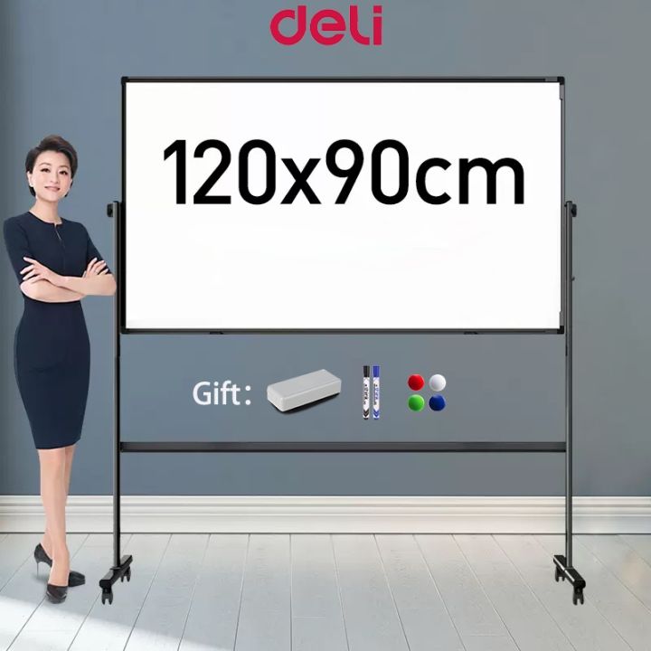 Deli 2Side Whiteboard 36In×48In White Board With Stand Set Free Gift