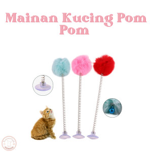 Tongkat Per PomPom Fluffy Cat Stick Toys - Mainan Kucing Bulu PomPom