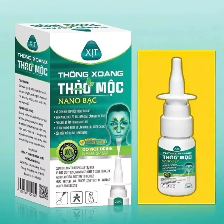 Xịt Mũi Thông Xoang Nano Bạc 20ml | Giảm Nghẹt Mũi, Thông Mũi Nhanh, Vệ Sinh Mũi Hằng Ngày