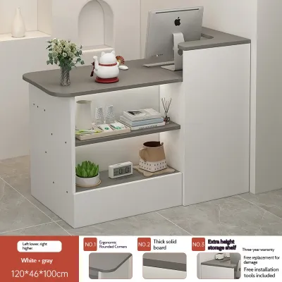 Modern Reception Desk Cashier Counter Shop Front Desk Bar Table Office Table With Dual Storage Cabinet Premium Wood