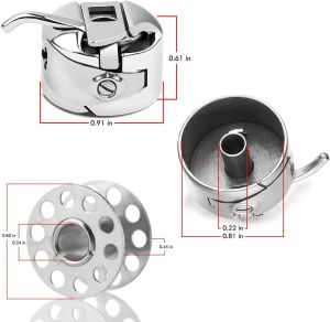 2 Pieces Domestic Sewing Machine Bobbin Cases 10 Pieces Metal Sewing Machine Bobbins for Embroidery/Household Sewing Machine/Brother/Singer/Janome/Newhome