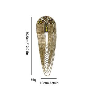 OEUVR Rhinestone Tassel Epaulettes Alloy Decorative Shoulder Mark Dynamic Visual Effects Reinforced Stitching Shoulder Board Stage Performance