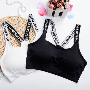 VeryMall Hot selling letter camisole womens wrap chest vest seamless one piece parachute bra with beautiful back sports bra underwear(One size)