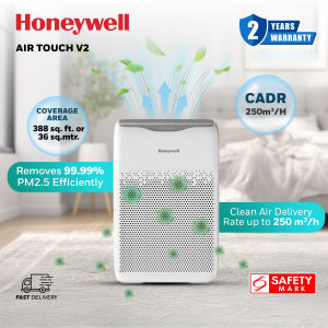Honeywell Air Touch V2 Air Purifier for Home 4 Stage Filtration Covers 36 m² High Efficiency Pre-Filter H13 HEPA Filter Activated Carbon Filter Removes 99.99% Pollutants & Micro Allergens