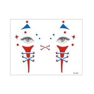 YOUSHI TOP Face Art Joker Face Tattoo Sticker Waterproof Make Up Circus Clown Temporary Tattoo Funny Long Lasting Little Witch Face Sticker Halloween