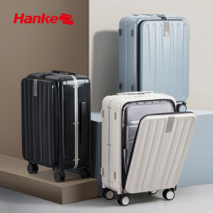 Hanke New Front-opening 18 Inch Travel Luggage Boarding Suitcase Women 20 24 Inch Hand Carry Trolley Case Aluminum Frame Luggage Fashion Check-in Case PC Men Mute Spinner Wheels Travel Case H9861