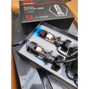 Đèn Pha LED Bi Cầu Mini H4 T3 Mẫu 2022 Kính Tím Lắp Ô tô Xe Máy ( Có Màn Chập trợ Pha Tích Hợp)