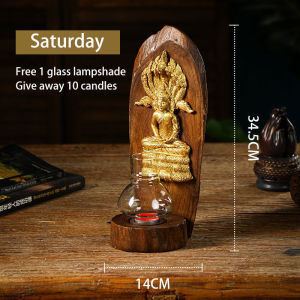 Wooden Candlestick Birthday Buddha Weekly Buddha Candlestick Household Decorative Candlestick