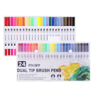24/36/48PCS Colorful Pens Dual Tip Brush Marker Pen Watercolor Fine Liner Art Markers For Coloring Drawing Painting Calligraphypen
