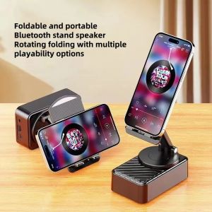 Foldable and portable  Bluetooth stand speaker  Rotating folding with multiple playability optionsMulti functional phone holder tablet Bluetooth speaker desktop lazy person charging watching TV listening to music intelligent speaker three in one