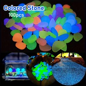 100Pcs Luminous Artificial Stone Pebbles Home Garden Decor for Aquarium Fish Tank Colorful Glow Pebbles Stones Christmas
