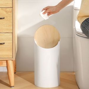 Minimalist white trash can with lid Nordic wind trash can large capacity living room bedroom suitabl