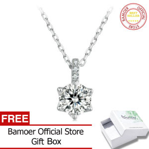 BAMOER Moissanite Pendant Necklace D Color VVS1 for Women Wedding Engagement 925 Sterling Silver Fine Jewelry MSN025