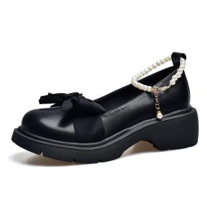 British style new womens shoes summer grid solid color matching small leather shoes womens anklet casual chain link jk womens flat shoes