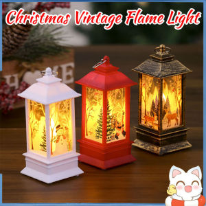 Retro Christmas Light Santa Claus Elk Snowman Patterns Electronic Wind Lights Christmas Deco Lamp