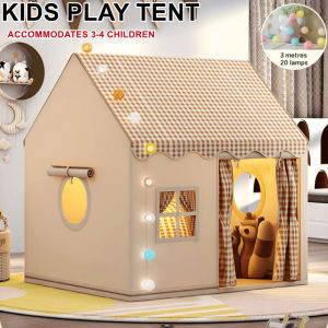 128cm Height Play Tent Girls Boys Large Playhouse Kids Princess Castle Children Indoor Outdoor Game with 20 Lights