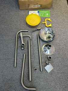 【Best High Quality】 304 Stainless Steel Composite Emergency Shower Eyewash Factory Inspection Vertical Double E