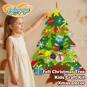Aoduoyaya Felt Christmas Tree Wall Hanging Detachable Ornaments Kids Diy Craft Xmas Party Decor Gift Toy Set