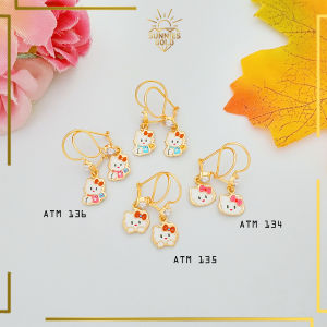ANTING EMAS KADAR 375/8KARAT DAN KADAR 300/6KARAT ANTING WANITA DAN ANAK MODEL KARAKTER HELLO KITTY LUCU ATM 134 ATM 135 ATM 136
