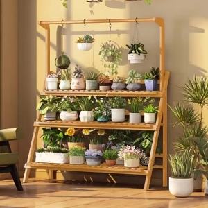 Foldable Hanging Outdoor Balcony Succulent Flower Rack Multi-Layer Plant Shelf Floor Living Room Interior Flower Stand