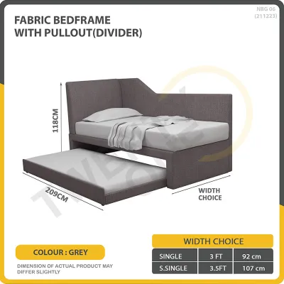 [Bulky]Twentyone 3 In 1 Pull Out Bed Frame With / Without Divider Colour Available