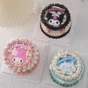 Sanrio Kuromi Melody KT Cat Cake Decorative Ornament Ins Cartoon Doraemon Cake Topper Childrens Birthday Plugin Dessert Baking Supplies