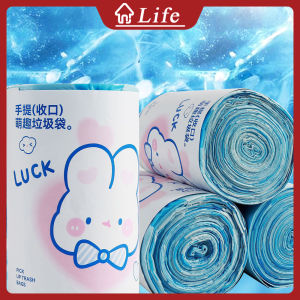 100pcs Roll Drawstring Garbage Bag Thickened Kitchen High Value Home Kitchen Household Portable Thickening  Cute Cartoon Portable Garbage Bag