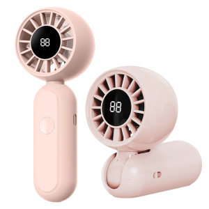 WiWU Bubble Pro Wi-FS017 Foldable Handheld Fan | 100° Adjustable Hinge | Smart Digital Display | 100g Ultra-Lightweight | 3-Speed Quiet Cooling | Type-C Rechargeable - Black/White - Shop Now!