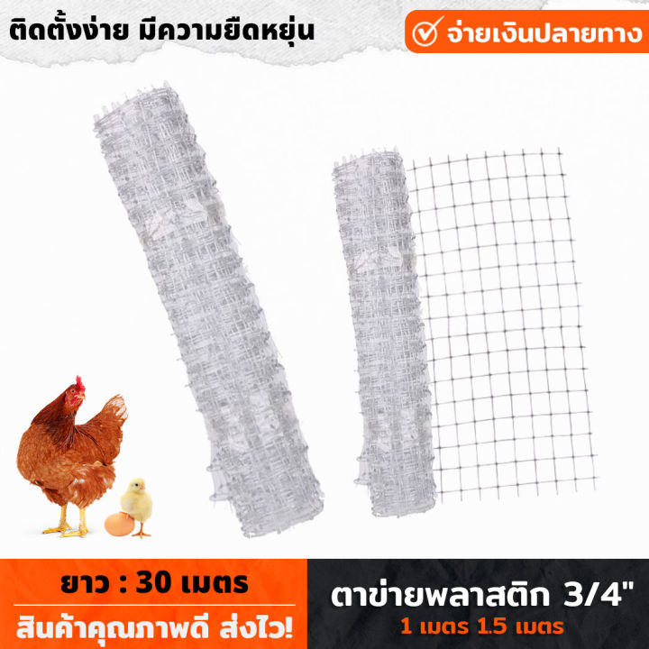 ตาข่ายพลาสติก 3/4 นิ้ว ยกม้วน 30 เมตร สำหรับล้อมไก่และงานเกษตร