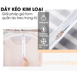 Túi bọc quần áo treo tủ chống bụi chống thấm túi trùm quần áo có khóa kéo sắp xếp tủ quần áo