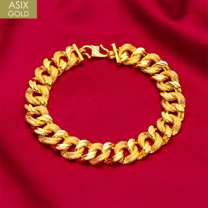 ASIX GOLD 18K Saudi Gold Men's Bracelet 12mm Width Gift Lazada PH