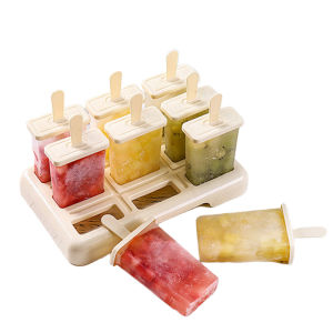9-Grid Square Rapid Freeze DIY Popsicle Tray - Make Frozen Yogurt Juice Bars & Fruit Ice at Home
