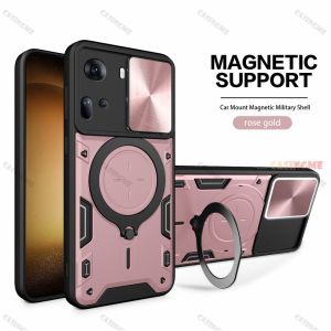 Oppo Reno 11 5G 2024 Shockproof Casing For Oppo Reno 11 Reno11Pro Reno11 10 Pro 11Pro + Plus 5G 4G Armor Push Pull Camera Protect Case Car Magnetic Ring Shell Back Cover Phone Case