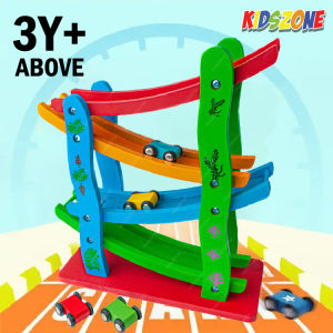 Multicolor Miniature Speeding Car Slider Educational Toys Wooden Race Ramp Track Toddler Games / Mainan Kayu Kereta