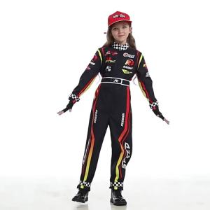 Kids Racer Cosplay Costume Red Classic Training Racing Uniform Suit For Children Halloween Karting Jersey Cloth