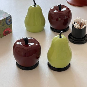 Cartoon Apple & Pear Toothpick Holder Creative High-End Floss & Cotton Swab Storage Box | Novelty Home Decor & Perfect Gift Idea
